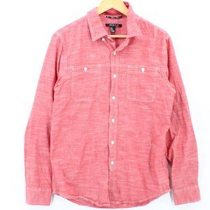 21 Men Shirt Mens Pink Button Down Long Sleeve Collared Cotton Size Medium M